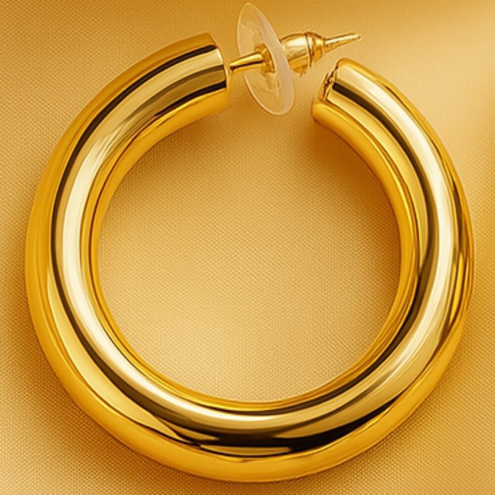 Rue21 Gold 2.5" Big Hoop Earrings – Classic Women’s Fashion Jewelry, Lightweight - Picture 1 of 8